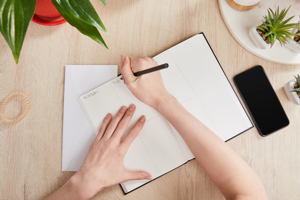 woman using planner simple